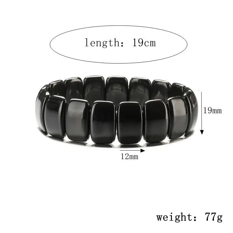 Natural Obsidian Half Moon Bracelet - Irregular Black Stone Beads Men's Fashion Accessory