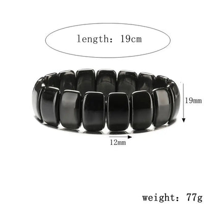 Natural Obsidian Half Moon Bracelet - Irregular Black Stone Beads Men's Fashion Accessory