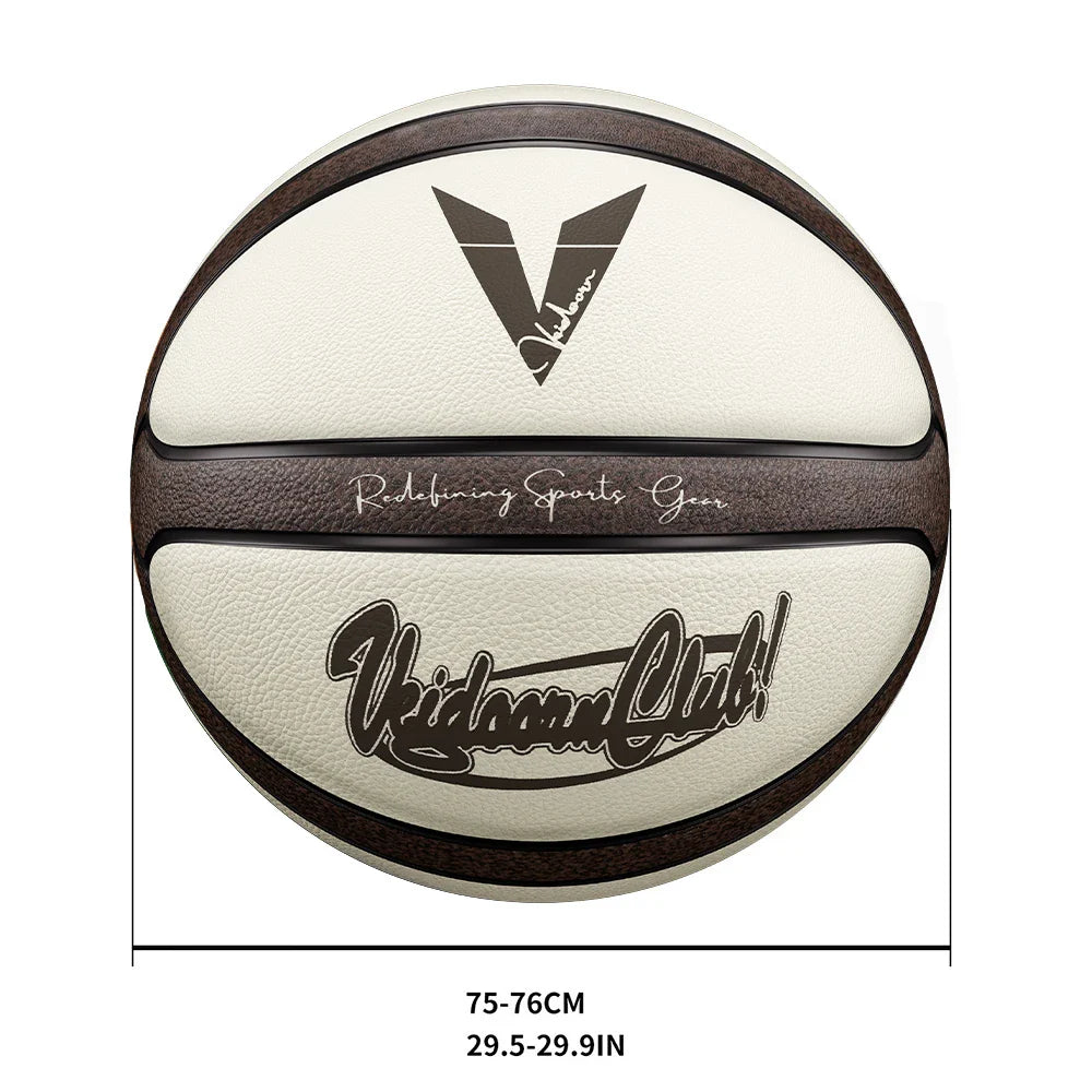 Veidoorn Official Size 7 Basketball — Brown Beige PU, 4-Layer Durable Outdoor Game Ball, Professional Quality