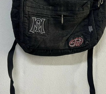 Y2K Aesthetic Embroidered Letter Backpack – Vintage Gothic Patchwork Schoolbag for Students, Casual Luxury Design