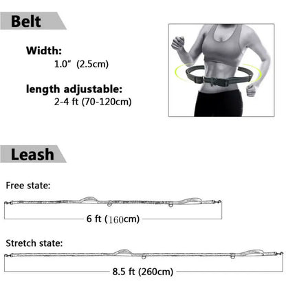 Reflective Pet Dog Running Belt: Elastic Hands-Free Jogging Leash with Metal D-Ring Harness - Traction Rope for Freely Jogging Pull