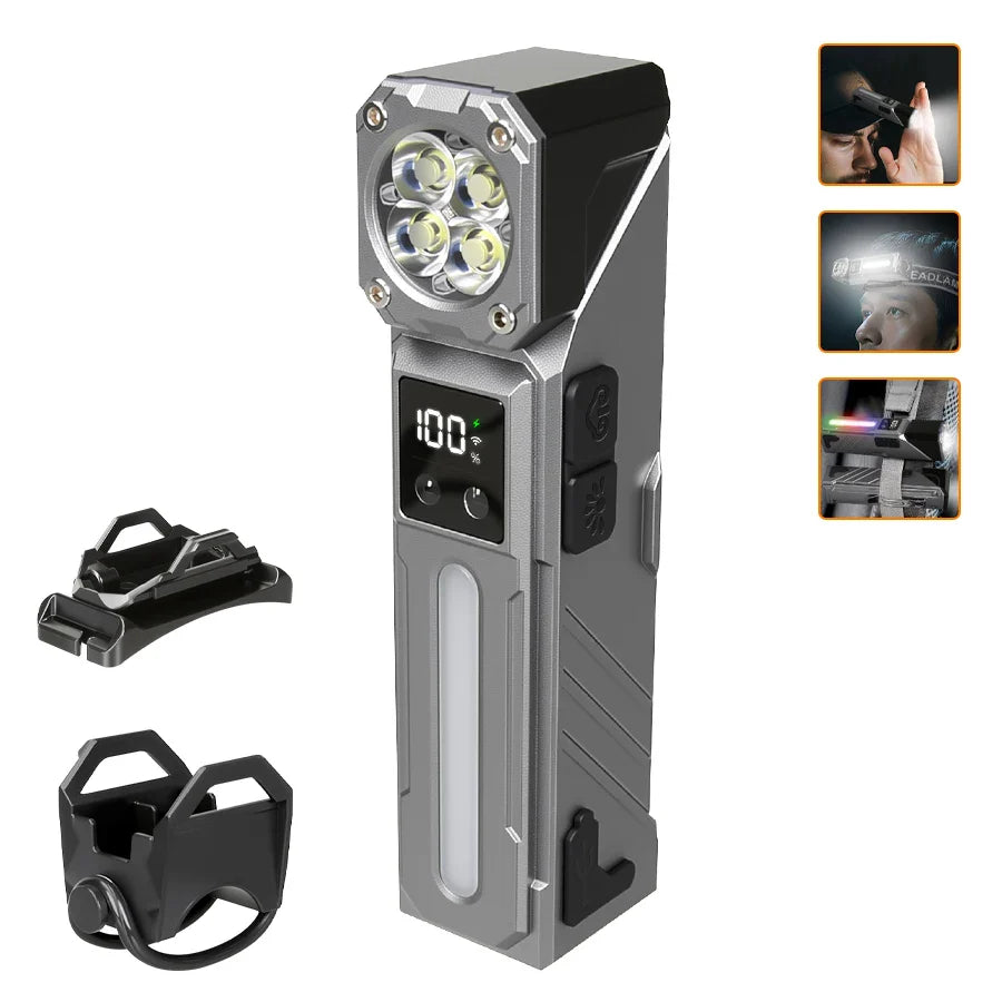 High-Power LED EDC Flashlight – Rechargeable Pocket Torch with RGB, Magnet & Clip for Camping & Fishing