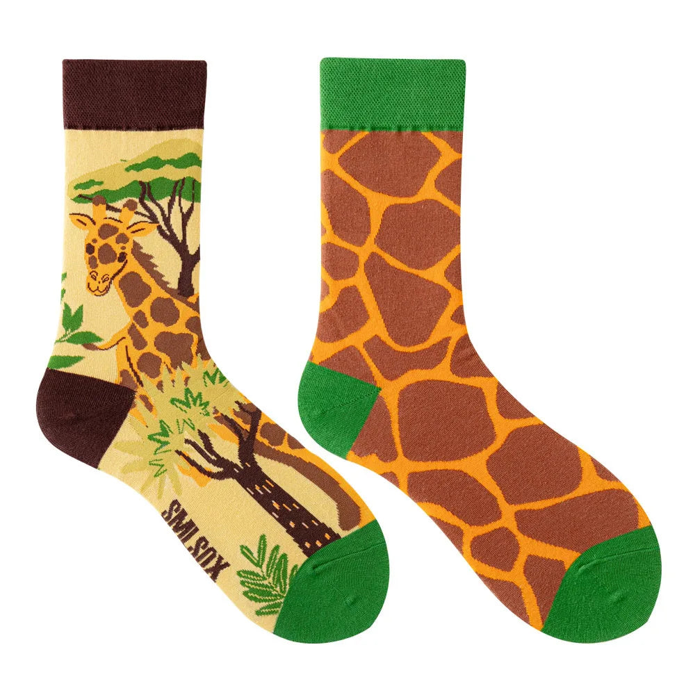 Unisex AB Tide Animal Cotton Socks – Colorful Cat, Dog, Koala, Cow Crew Socks for Men & Women, Four Seasons Gift