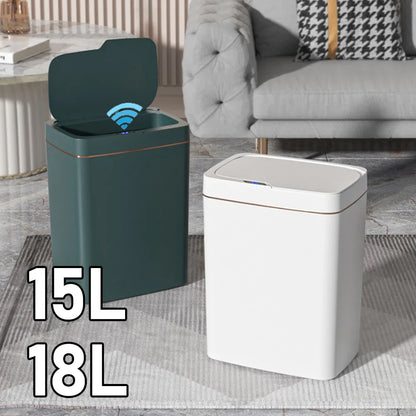 15/18L Smart Sensor Trash Can — Waterproof Touchless Automatic Motion Trash Bin for Kitchen & Bathroom