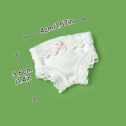 Blythe Doll Panties – Cute Pink Bow Lace Leggings & White Pants for Ymy, Licca, Azone, Ob22/24/27 Dolls, Doll Clothes Accessories