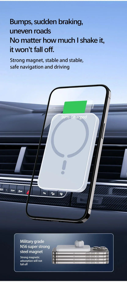 100W Magnetic Wireless Car Charger & Air Outlet Phone Holder — Fast Charging Station for iPhone 16/15/14/13/12 Pro Max