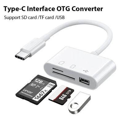 Type-C SD/TF/CF Memory Card Reader OTG Adapter – USB-C Compact Flash Writer for iPad Pro, MacBook, Samsung, Huawei & Xiaomi Devices