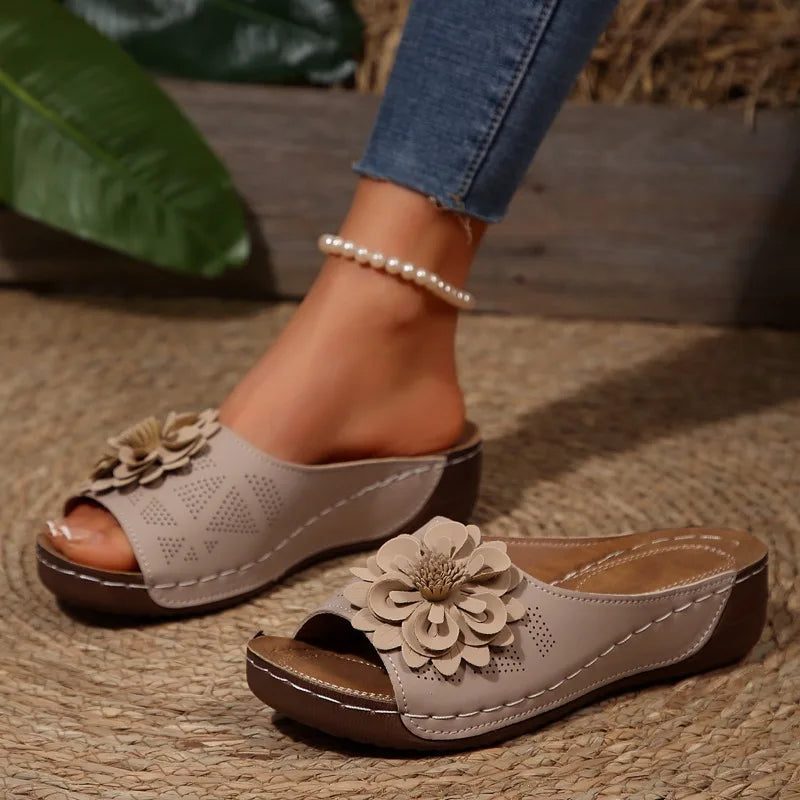 Women’s Roman Style Platform Slippers - Lightweight Hollow-Out Slip-On Shoes