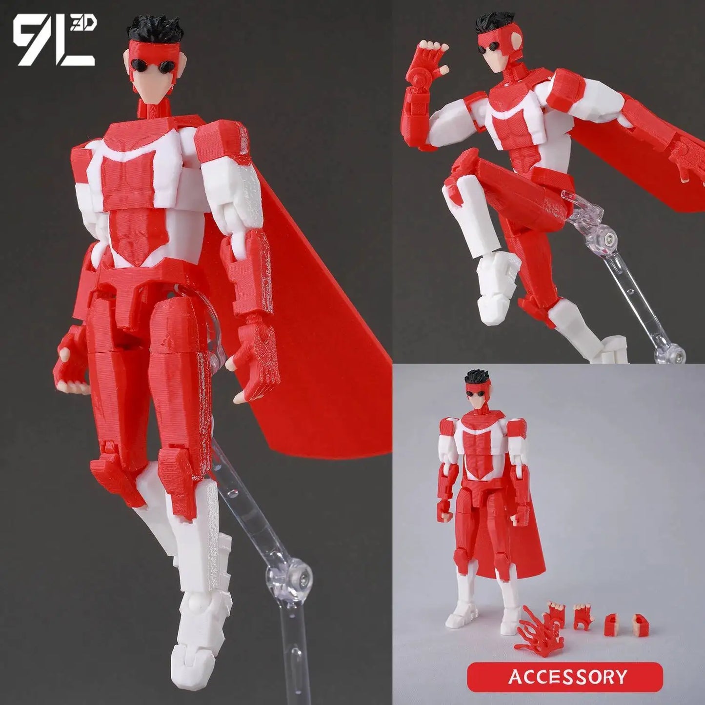 9L3D Lucky 13 Invincible Boy Action Figure – 3D Printed Multi-Jointed Poseable Anime Collectible Model Toy Gift