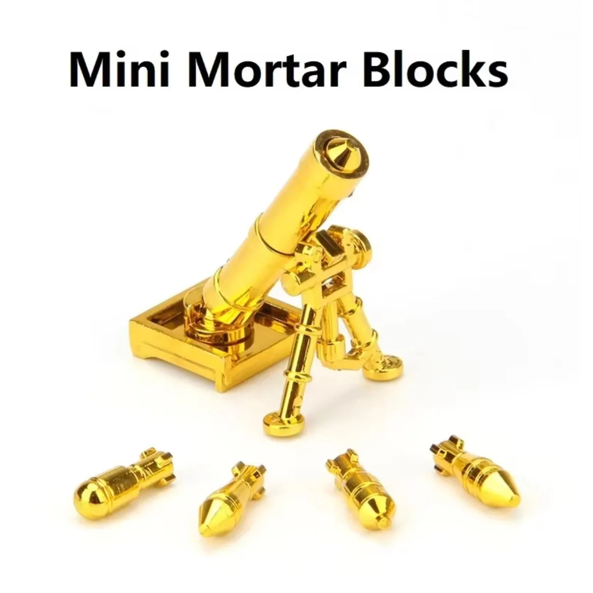 Electroplated Chrome & Gold Mini Building Block Action Figures – Collectible Toy Set