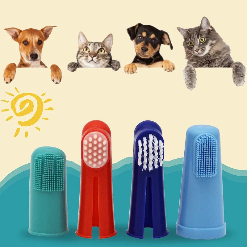Soft Pet Finger Dog Toothbrush – 1/3 Pcs for Bad Breath, Tartar, and Teeth Cleaning, Dog Accessories and Supplies