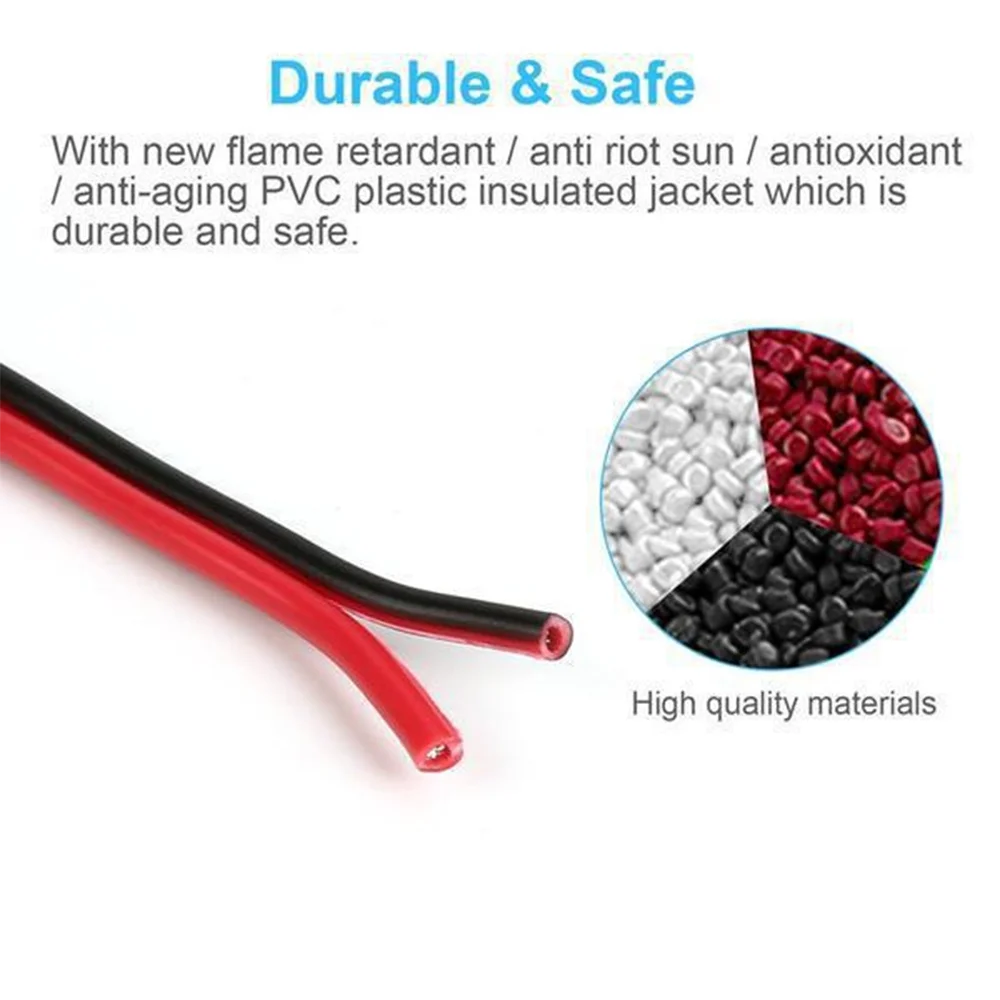 STONEGO 2-PIN Extension Cable – 22AWG for WS2812 WS2811 RGB LED Strips, 5m/10m/20m Length Options