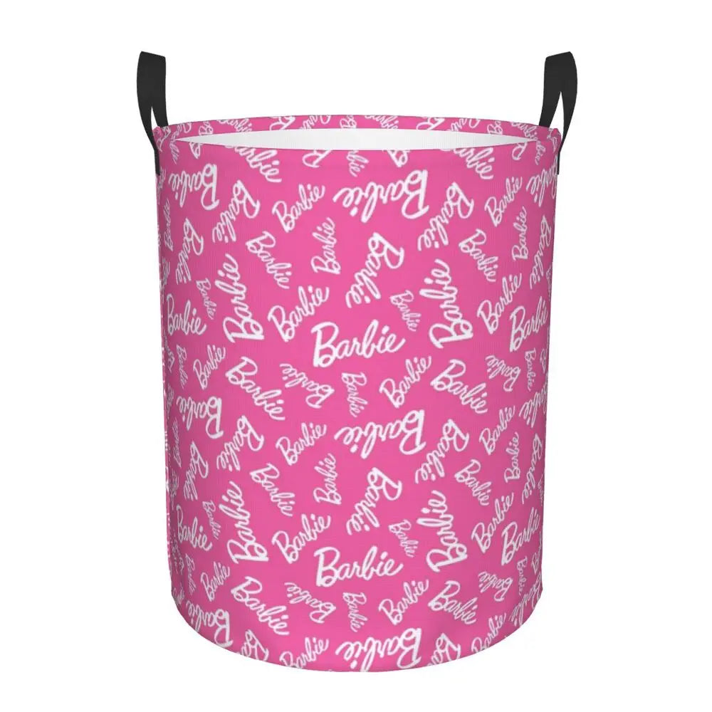 Custom Barbie Logo Laundry Basket – Collapsible Large Capacity Clothes Storage Bin, Disney Baby Hamper