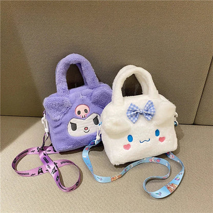 Adorable Sanrio Plush Bag: Kawaii Kuromi, Cinnamoroll, Melody Cartoon Anime Handbag - Perfect Crossbody Cosmetic Travel Storage for Women and Girls