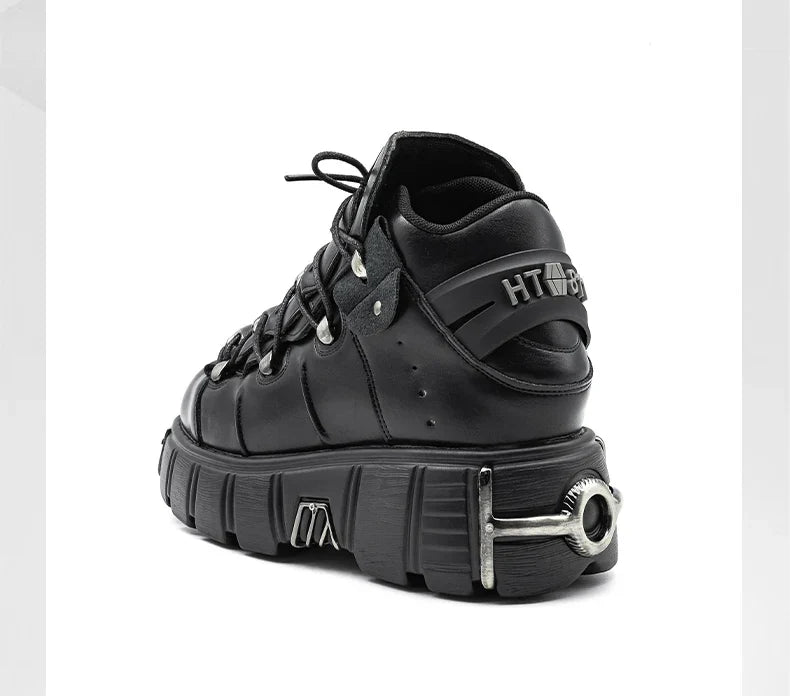 2024 New Punk Style Women's Platform Shoes – 6CM Lace-Up Gothic Ankle Boots with Metal Decor