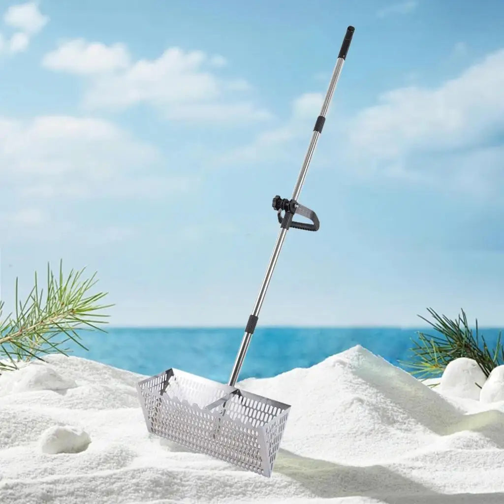 Handheld Sand Sifter Rake with Mesh Shovel – Ergonomic Sharp Tooth Beach & Gardening Tool for Soil Loosening, Camping & Seafood Catching