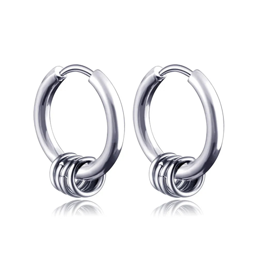 Long Hanging Cross & Leaf Hoop Earrings – Vintage Stainless Steel Hip Hop Unisex Jewelry Accessories