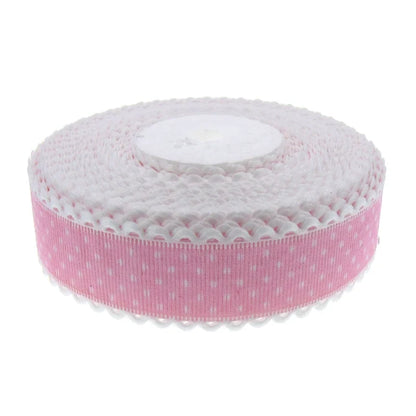 Polka Dot Lace Ribbon Roll - 20 Yards 1 Inch DIY Craft, Gift Wrapping & Scrapbooking Decoration Fabric
