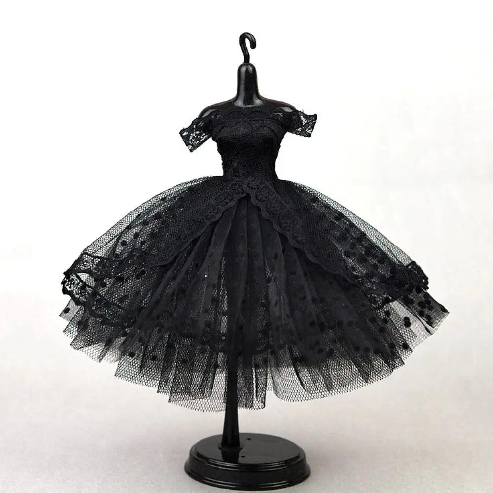 Mini Black Princess Doll Dress – Multilayer Lace Tutu Party Outfit for Blythe & BJD Dolls