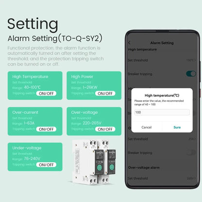 TUYA WiFi/ZigBee Smart Circuit Breaker – MCB with Over Current & Under Voltage Protection, Power Metering, 1-63A Remote Control Switch