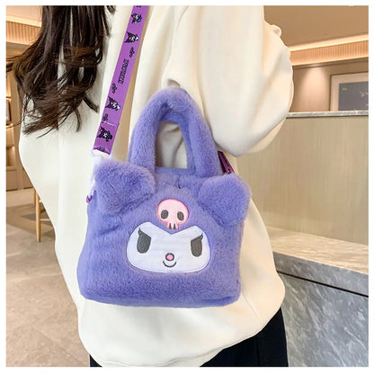 Sanrio Kawaii Plush Handbag – Kuromi, Cinnamoroll, My Melody Cartoon Anime Cosmetic & Travel Storage Bag for Women & Girls – Perfect Gift