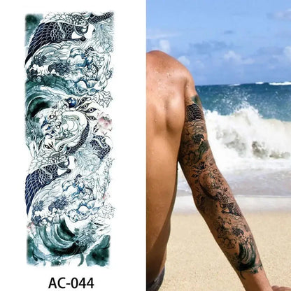 16 Designs Full Arm Temporary Tattoo Sleeves - Waterproof Body Art Stickers for Men & Women Fashion Style