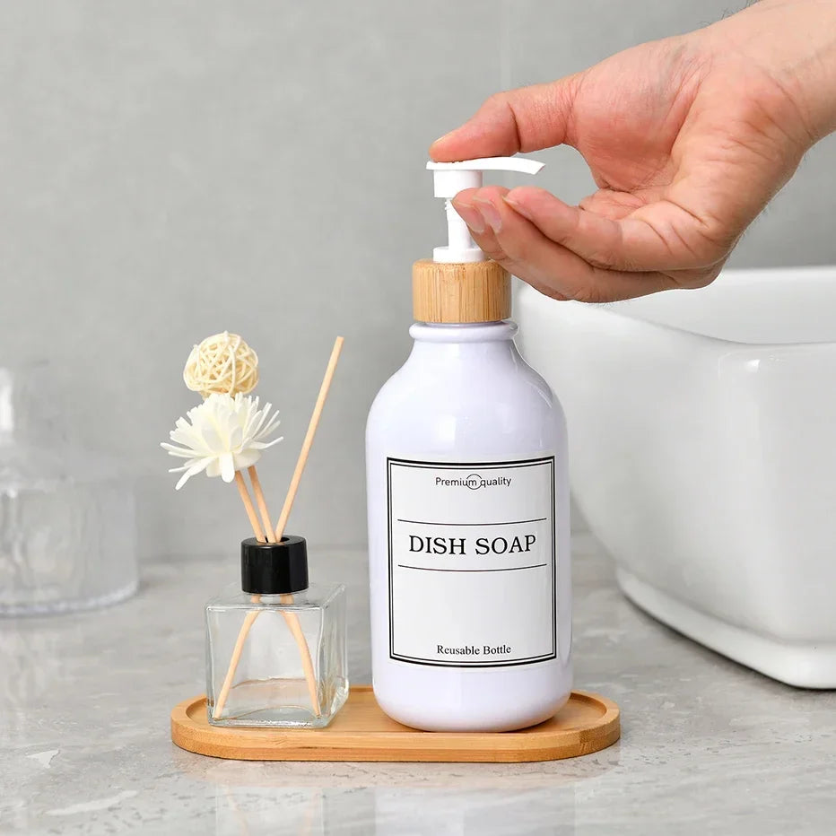 Bamboo Storage Tray – Wooden Bathroom Organizer for Shampoo, Body Wash & Toiletries, Multi-Function Countertop Accessory