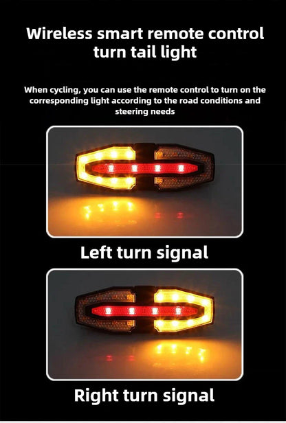 Rechargeable Bike Tail Light with Turn Signals | Wireless Remote Cycling Back Light for Night Riding