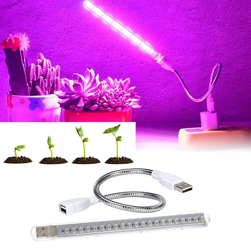 USB 5V Full Spectrum LED Grow Light with Flexible Hose for Indoor Plants, Greenhouse, Seedlings, and Hydroponics