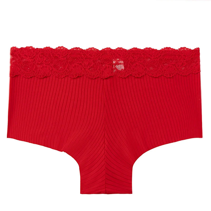 TrowBridge Women’s Seamless Silk Satin Panties – Lace Hollow Breathable Boyshort Underwear