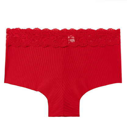 TrowBridge Women’s Seamless Silk Satin Panties – Lace Hollow Breathable Boyshort Underwear