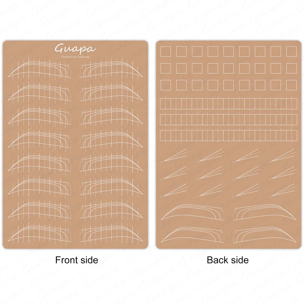 Silicone Practice Skin for Permanent Makeup — Double-Sided Latex Sheet with Brows Design for Hair Stroke Training