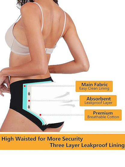 5Pcs Women’s Protective Cotton Menstrual Panties | Breathable Leakproof Briefs & Postpartum Underwear