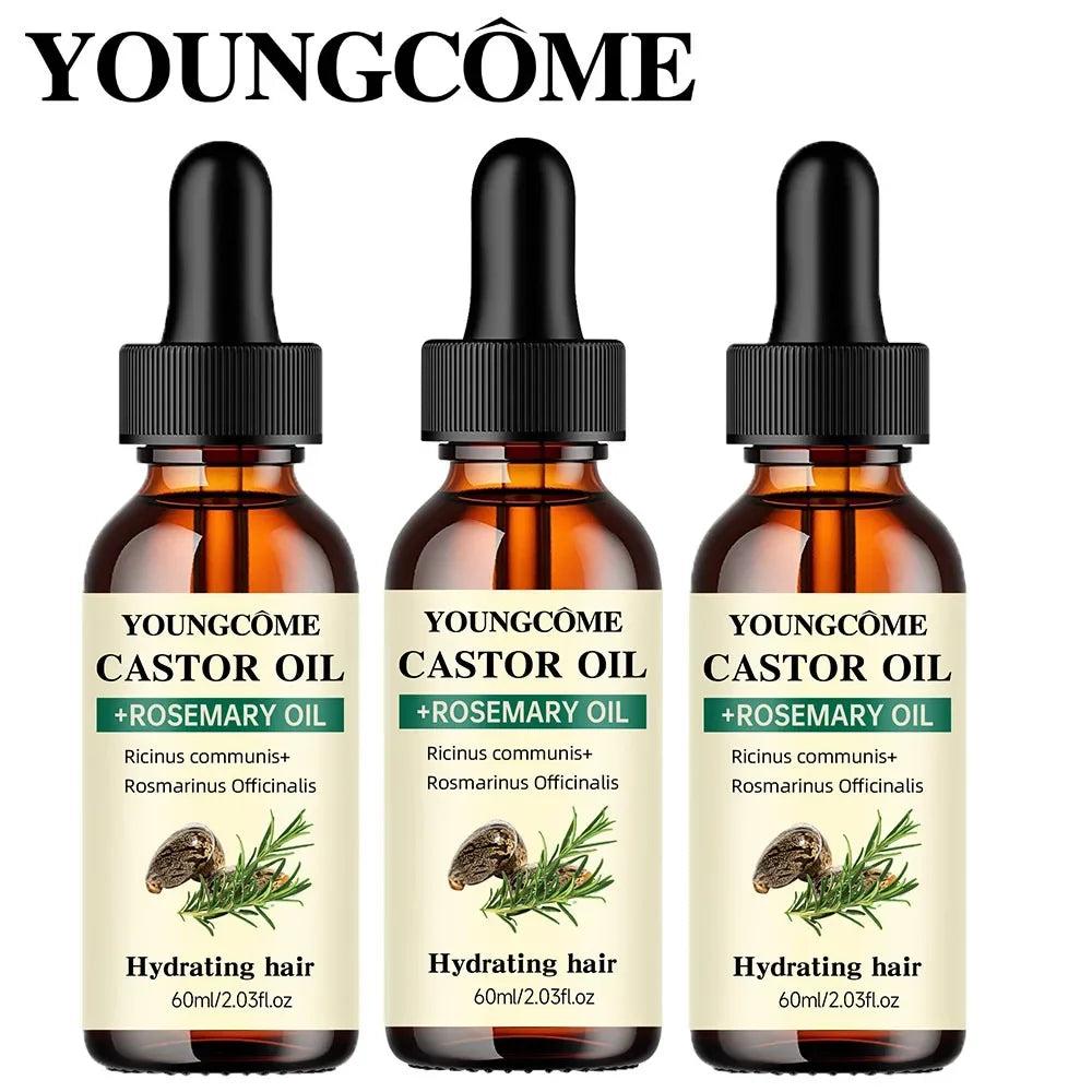 Castor & Rosemary Hair Growth Oil - Natural Blend for Thicker, Shinier Hair and Split End Care