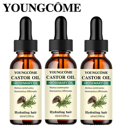 Castor & Rosemary Hair Growth Oil - Natural Blend for Thicker, Shinier Hair and Split End Care