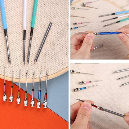 6 Pcs Punch Needle Beginner Kit – Adjustable Rug Punch Needles with Yarn for Cross Stitch and Embroidery Crafts