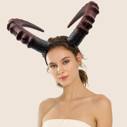 Black & Red Demon Horn Headpiece – Gothic Cosplay Devil Horns for Women, Halloween & Party Costume