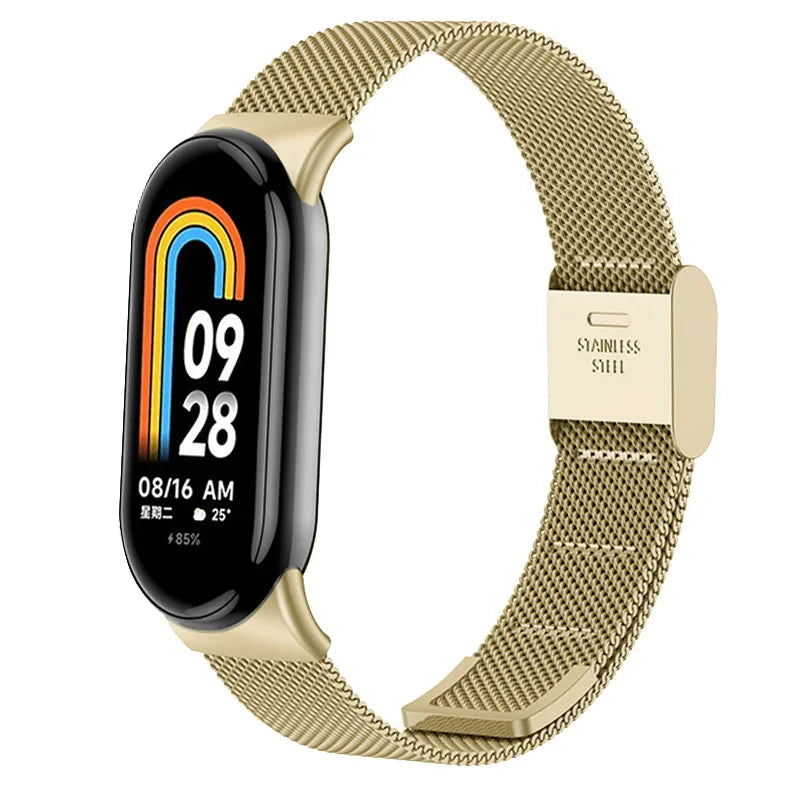 Stainless Steel Mesh Strap for Xiaomi Mi Band 9 & 8 – Metal Replacement Watchband Accessory