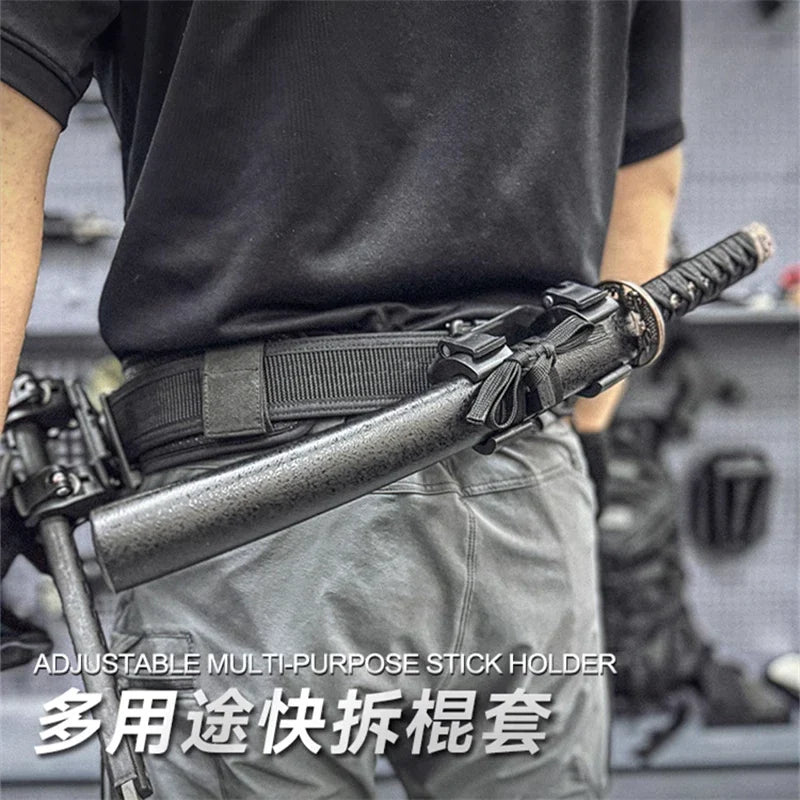 Multifunctional Tactical MOLLE Stick Holder – Adjustable Belt Clip Outdoor Survival Tool Cover for Camping & EDC Gear