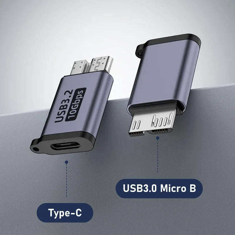 Micro B USB 3.0 Male to Type-C Female Adapter – USB 3.0 to Type-C Connector for External Hard Drive HDD Cable