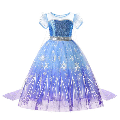 2026 Girls Princess Costume Dress - Elsa, Anna, Snow White, Aurora, Moana, Rapunzel, Mermaid & Belle Carnival Cosplay Party Outfit