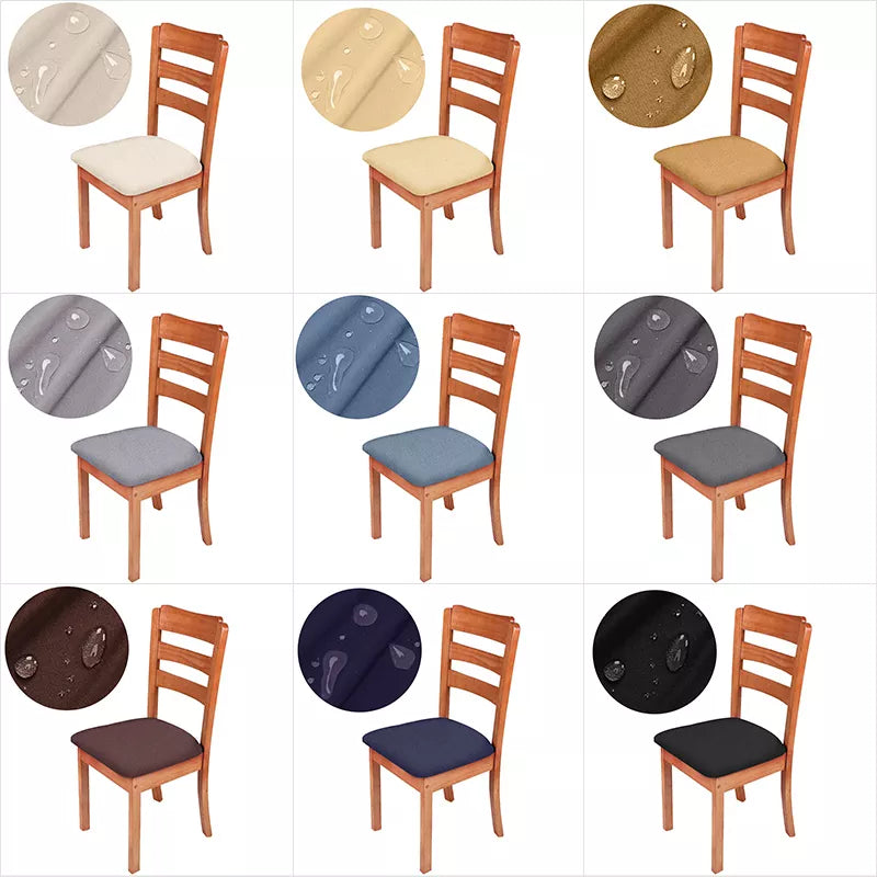 Waterproof Dining Room Chair Cover - Spandex Seat Covers in 13 Solid Colors - Removable, Washable, Elastic Cushion Covers for Home and Hotel
