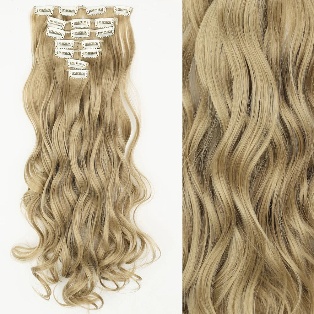 Women’s 7Pcs Hair Extensions with 16 Clips – Natural Black Straight Ombre Hairpiece