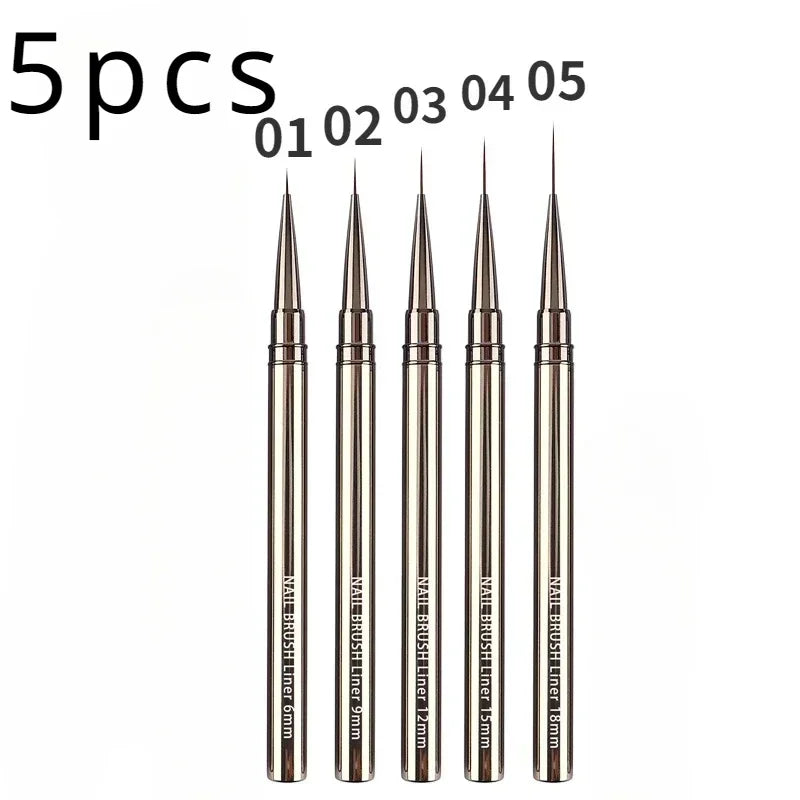 Nail Art Liner Brushes for Striping & Drawing – 6 to 25mm Design Pens, Professional Manicure Tools