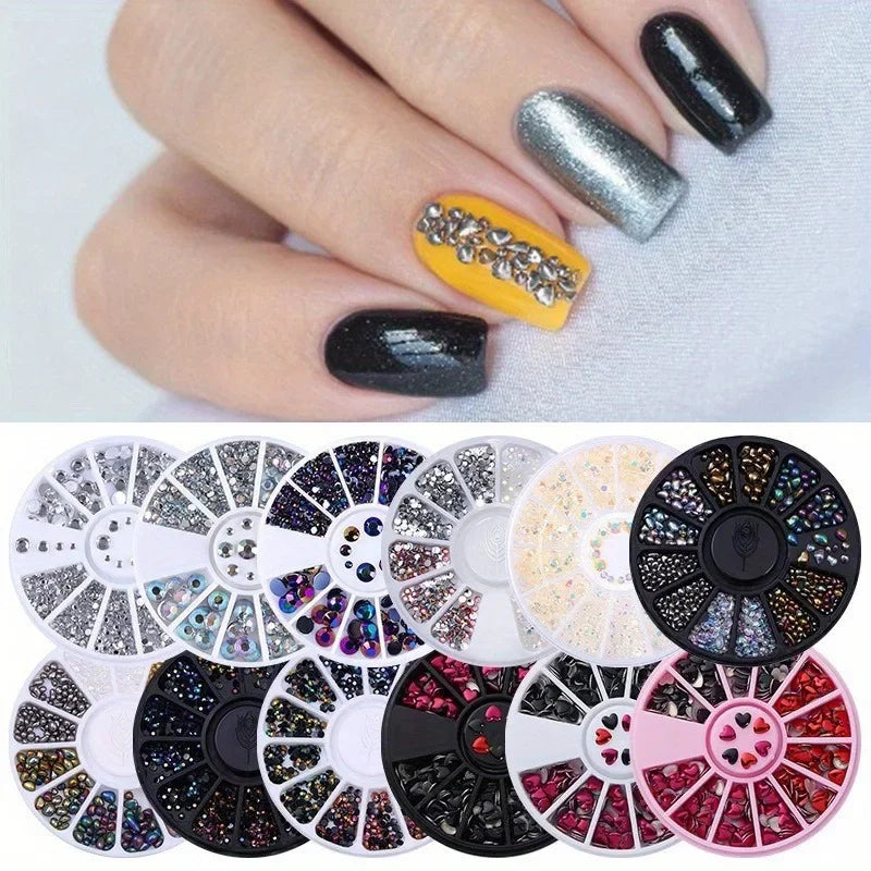 Nail Art Rhinestone Gems - Glitter Crystal Beads Manicure Decoration Accessories for Professional Nail Design