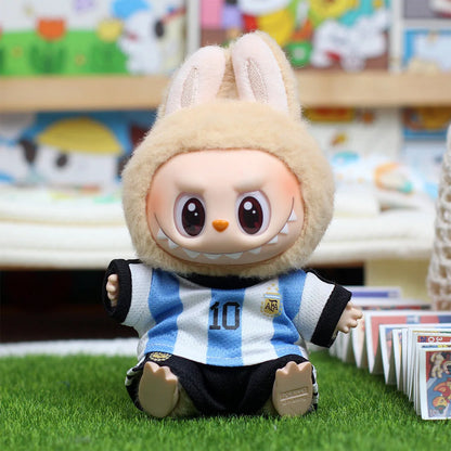 17cm Labubu Doll Clothing DIY Football Sportswear – Size 7 Vinyl Pendant Toy for Boys V1 V2 V3
