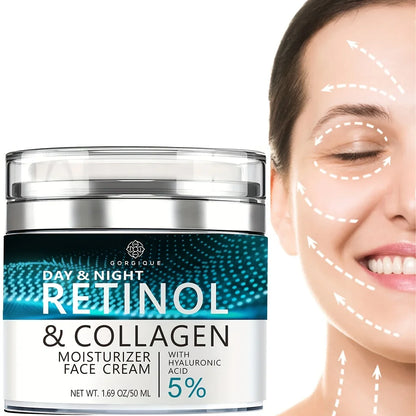 Gorgique Retinol Face Moisturizer - Day & Night Anti-Aging Hydrating Cream for Skin Firming Care
