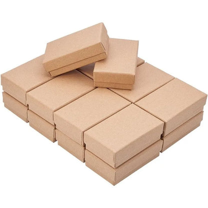 18 Pack Kraft Jewelry Gift Boxes 3.2x2x0.9" – Rectangle Cardboard Boxes for Necklace, Earrings & Rings