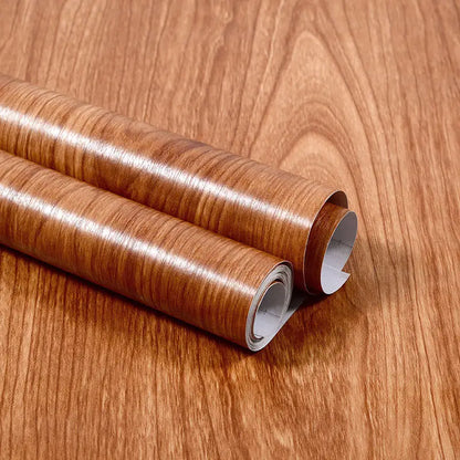 Self-Adhesive Waterproof Wood Grain Vinyl Wallpaper Roll – PVC Wall Sticker for Furniture Renovation & Bedroom Home Decor