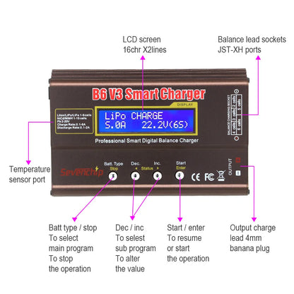 iMAX B6 V3 80W 6A Battery Charger – LiHv, Lipo, NiMh, Li-ion, Ni-Cd Digital RC Charger with 12V 5A Adapter